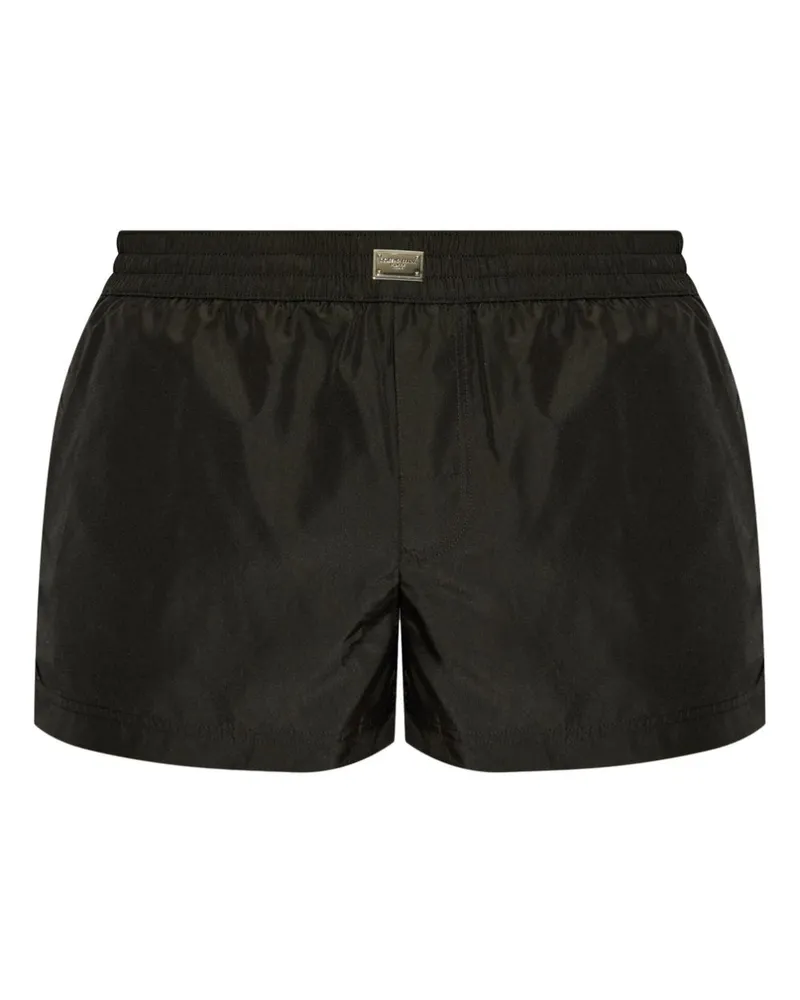 Dolce & Gabbana Badeshorts mit Logo-Schild - Schwarz Schwarz