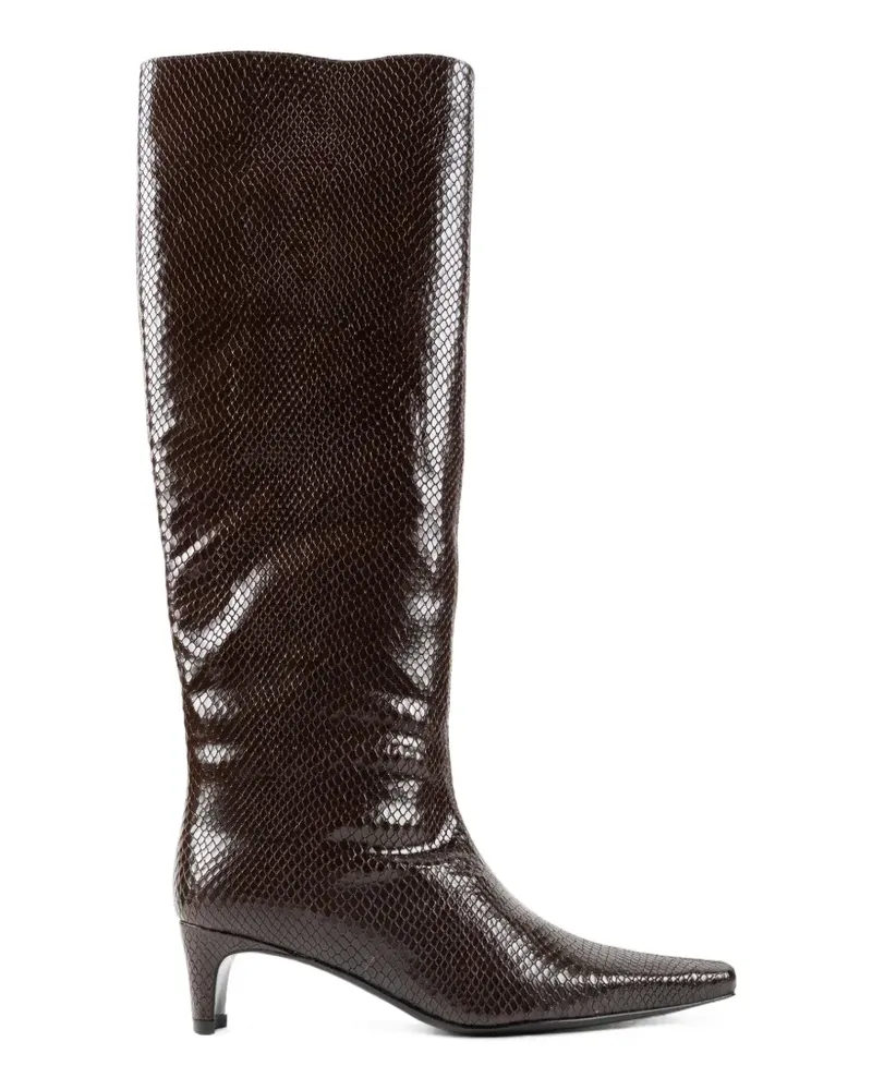 STAUD Wally Stiefel mit Schlangeneffekt - Braun Braun