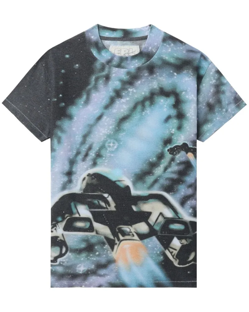 ERL T-Shirt mit Weltall-Print - Grau Grau