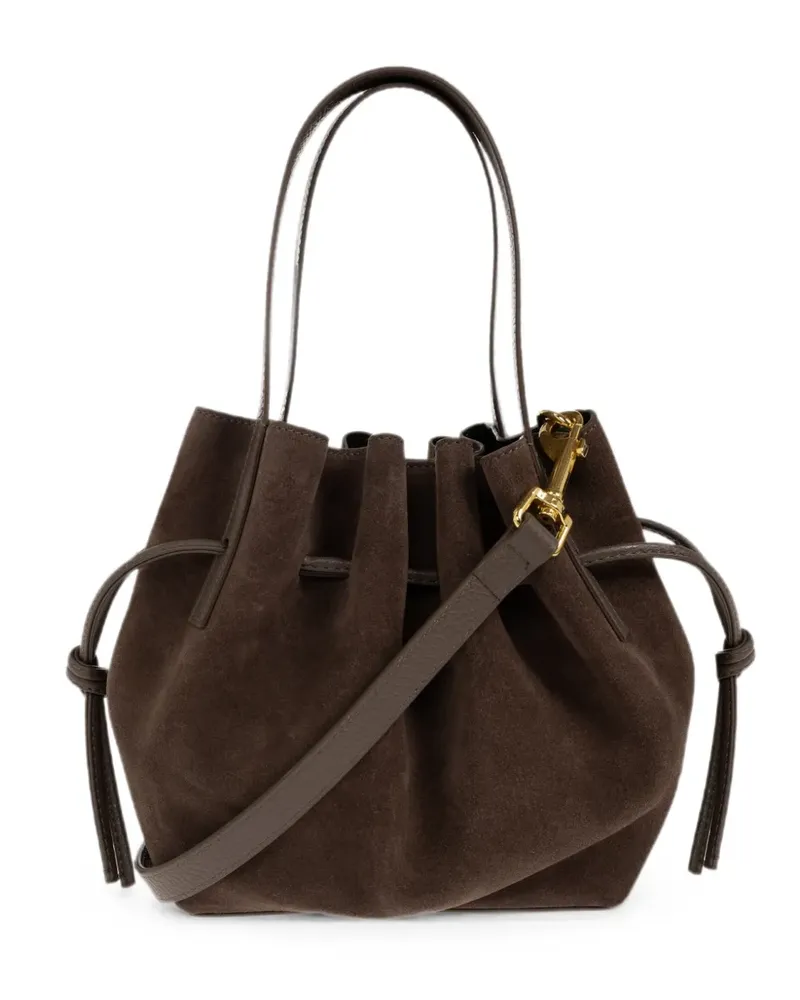 YUZEFI Mini Scallop suede bucket bag - Braun Braun