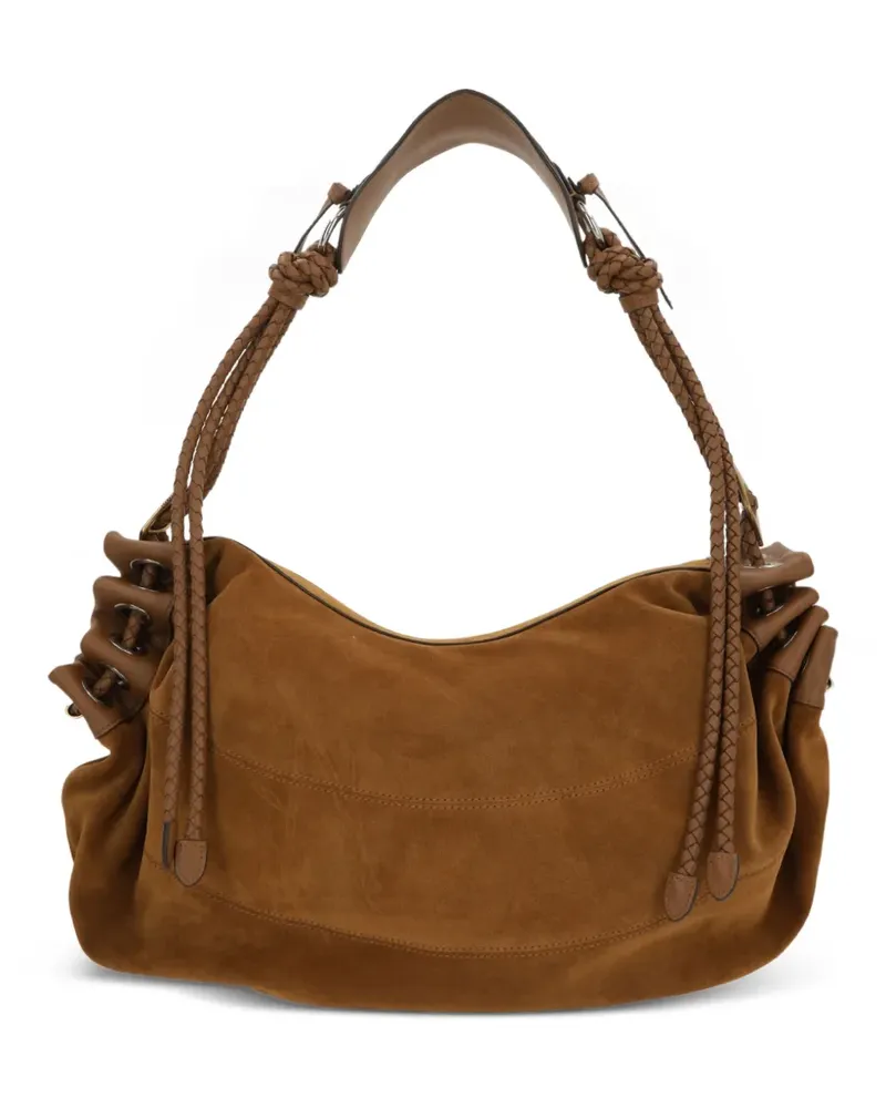 Isabel Marant Mittelgroße Maia Wildleder-Schultertasche mit Flechtriemen - Braun Braun