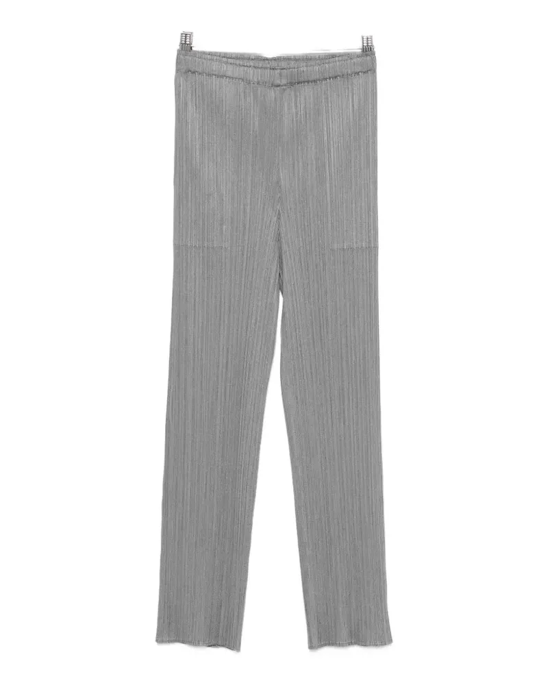 Issey Miyake pleated-design cropped trousers - Grau Grau