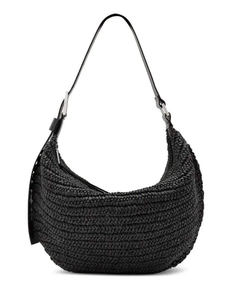 AllSaints Luna Mezza Schultertasche mit Webmuster - Schwarz Schwarz