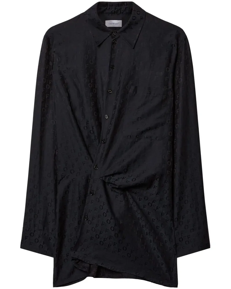 OFF-WHITE Hemdkleid mit Jacquardmuster - Schwarz Schwarz