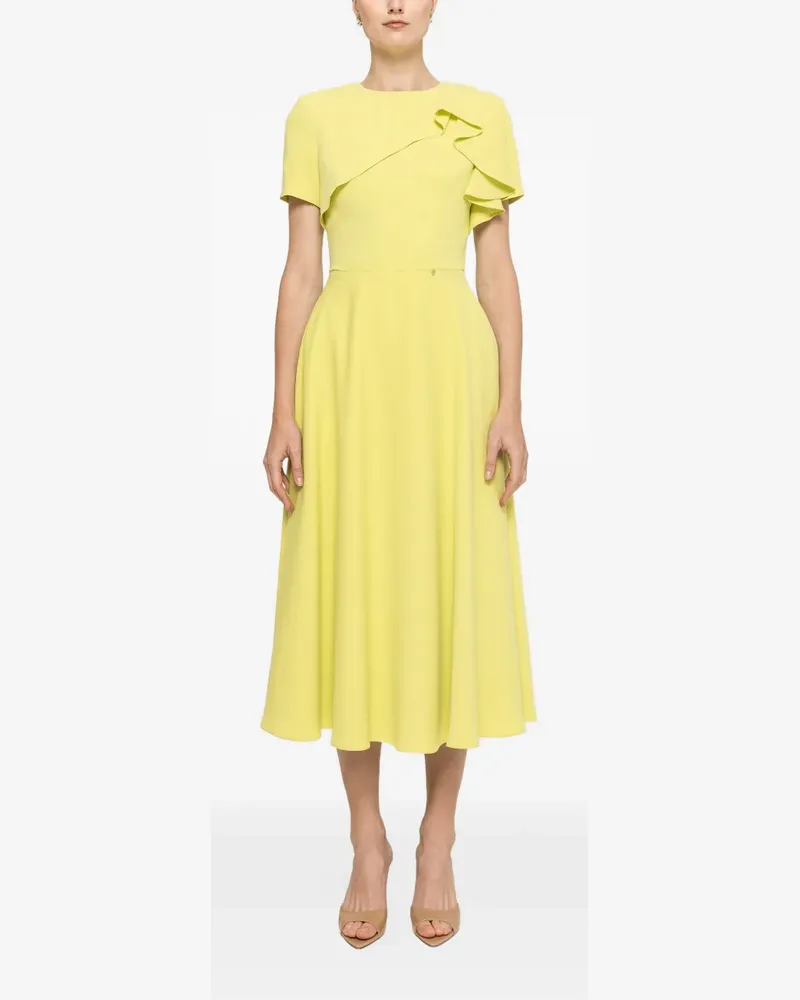 NISSA ruffled A-line midi dress - Gelb Gelb