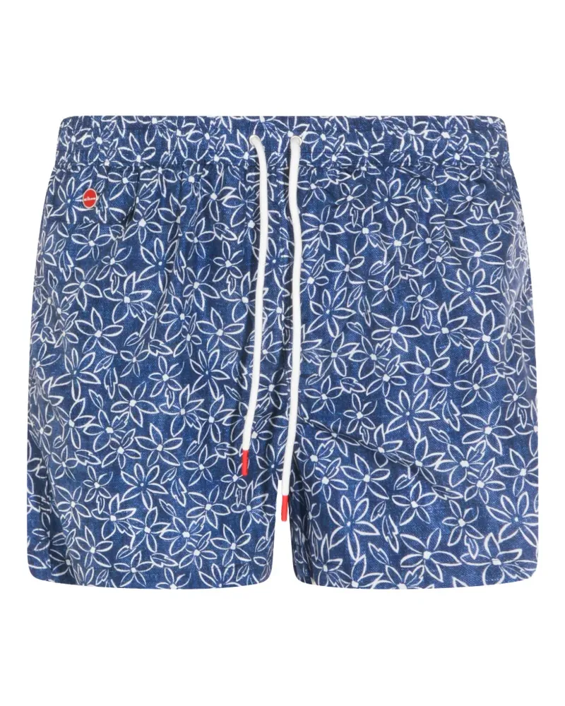 Kiton floral-pattern swim shorts - Blau Blau