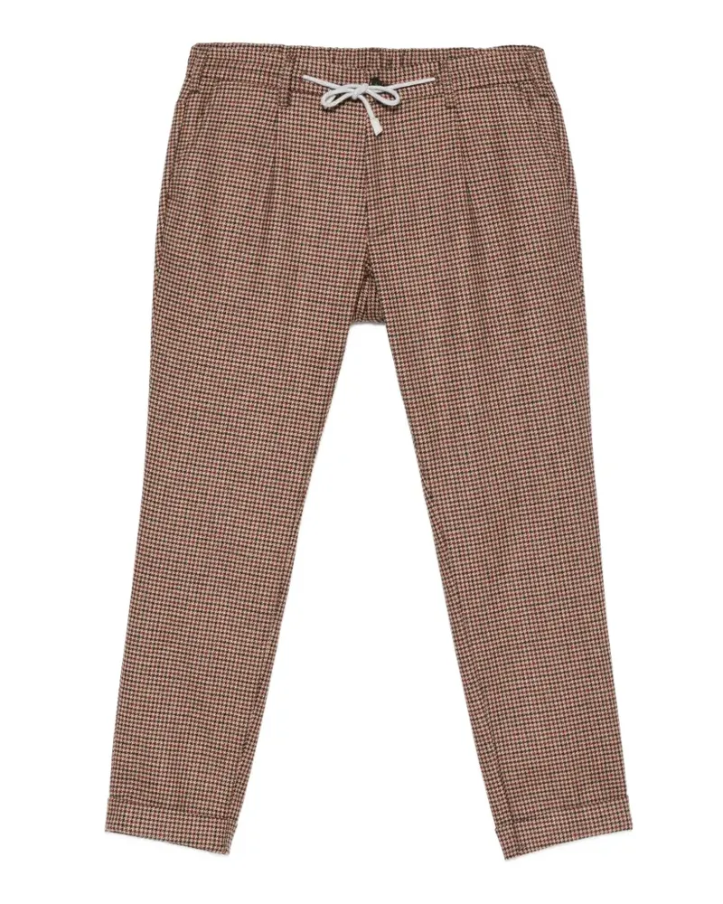 Eleventy Kordelzug-Hose mit Hahnentrittmuster - Braun Braun