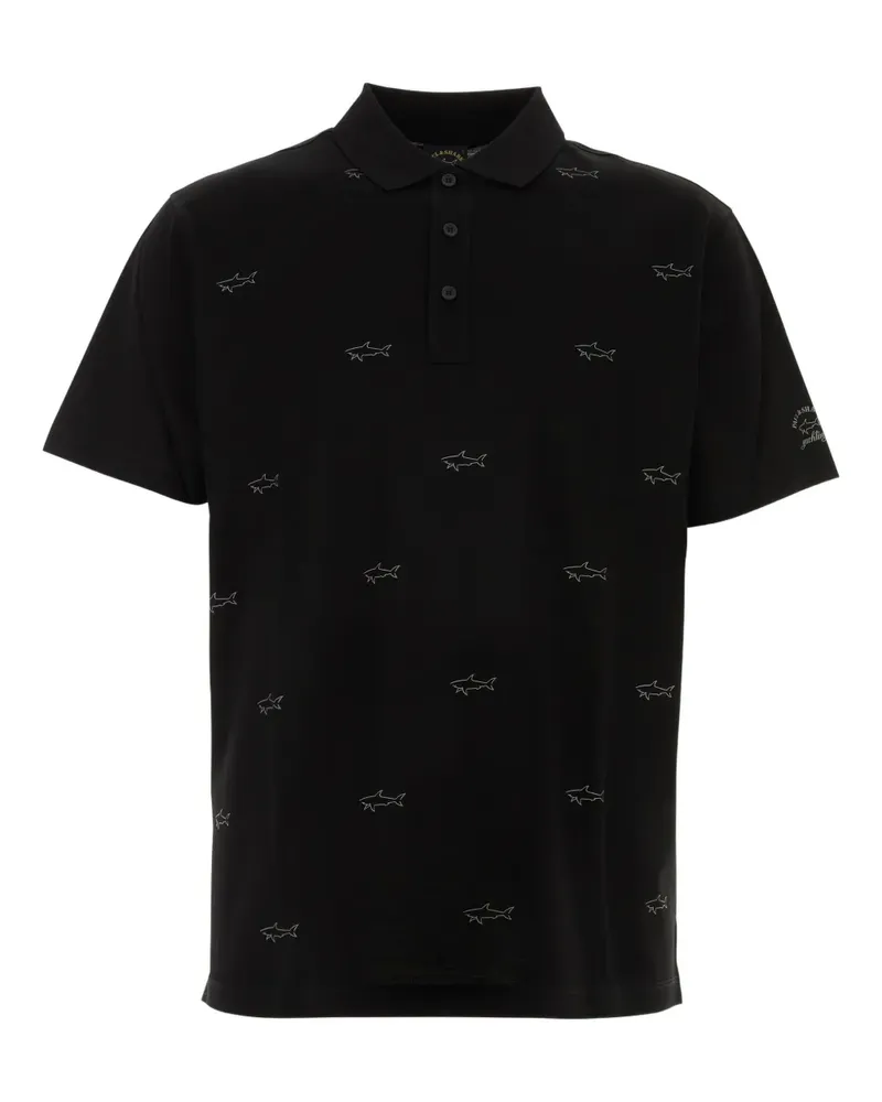 Paul & Shark Poloshirt mit Hai-Print - Schwarz Schwarz