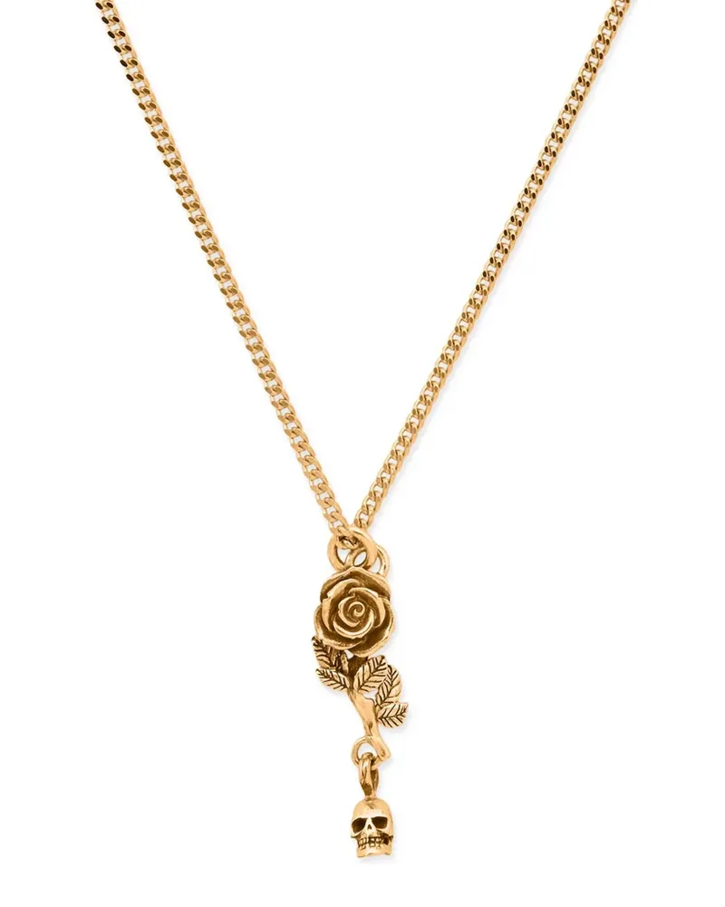 Emanuele Bicocchi Rose & Skull Halskette mit Anhänger - Gold Gold