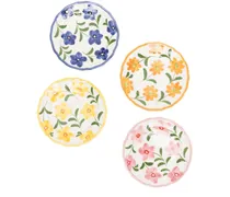 Spring handbemalte Keramikplatten (Set aus vier) - Weiß