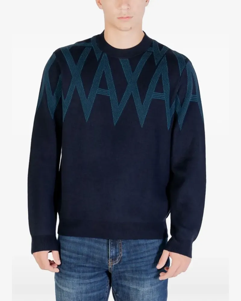 Armani Exchange Pullover mit Logo-Intarsie - Schwarz Schwarz