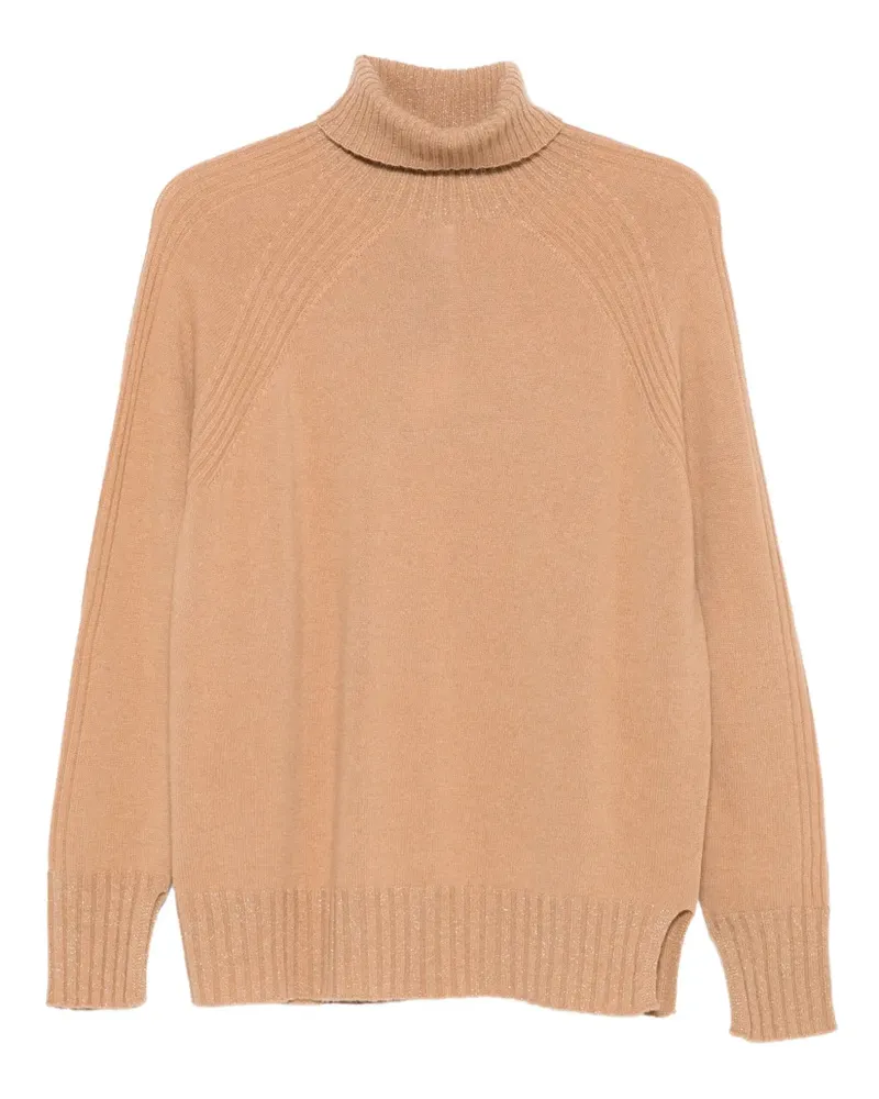 Twin-Set Gerippter Rollkragenpullover - Nude Nude