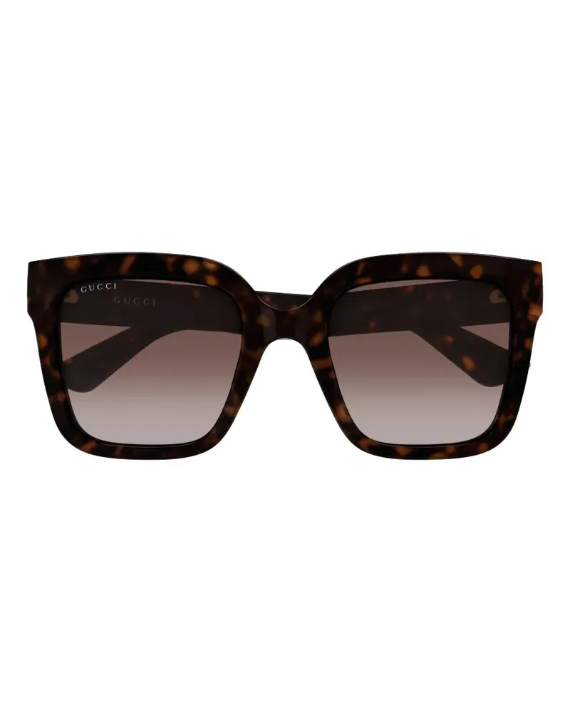 Gucci Eckige Sonnenbrille mit GG - Braun Braun
