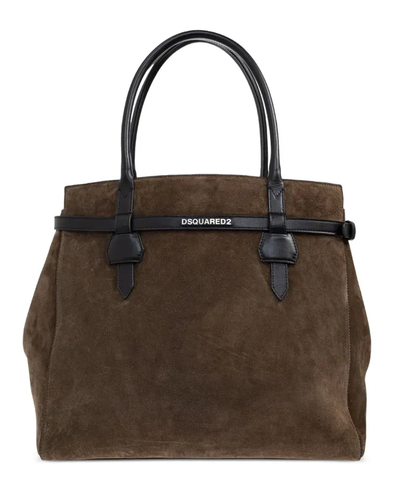 Dsquared2 Twin Schultertasche mit Lederbesatz - Braun Braun