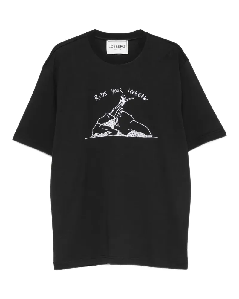 Iceberg T-Shirt mit Stickerei - Schwarz Schwarz