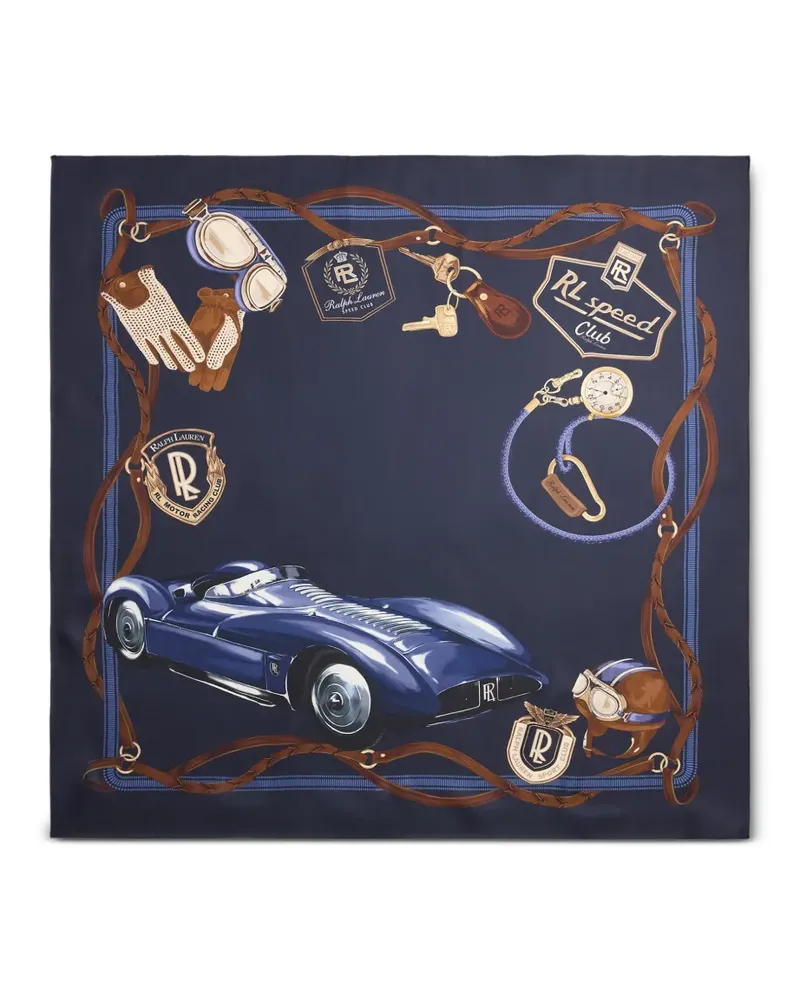 Ralph Lauren Seidenschal mit Auto-Print - Blau Blau