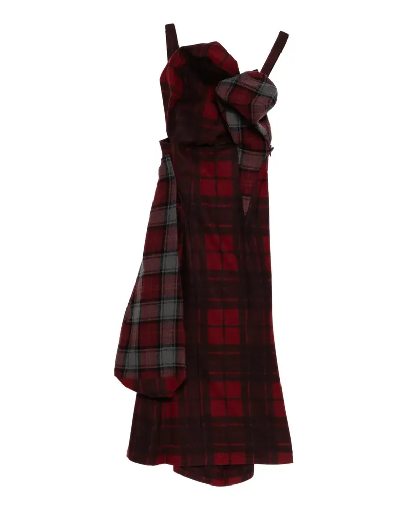 Yohji Yamamoto Kleid mit Karomuster - Rot Rot