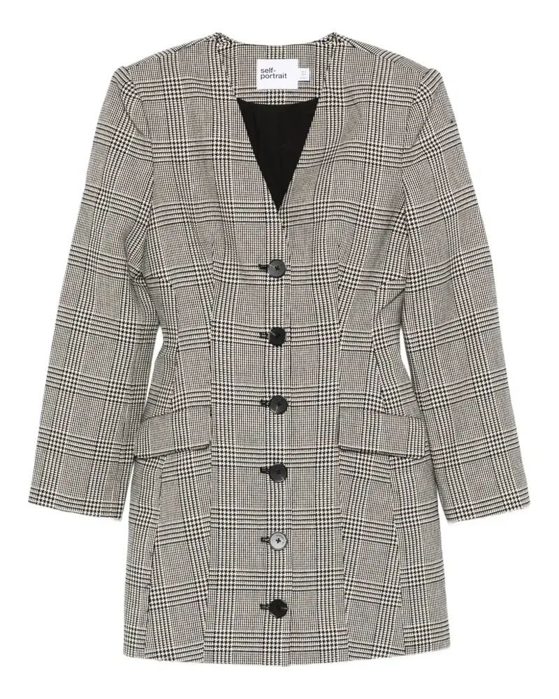 Self-Portrait Kariertes Minikleid - Schwarz Schwarz