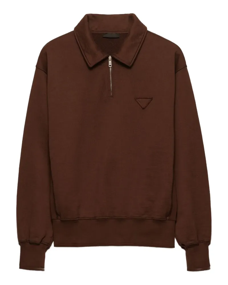 Prada Half-Zip-Poloshirt mit Triangel-Logo - Braun Braun