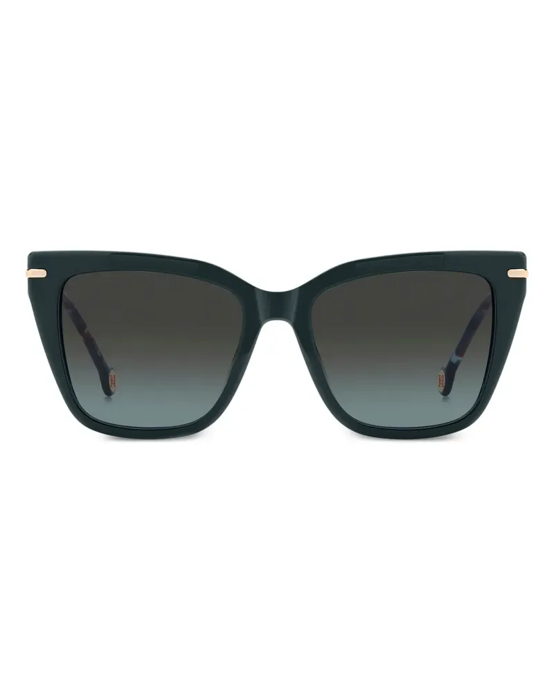 Carolina Herrera New York Eckige Sonnenbrille mit gemusterten Bügeln - Blau Blau