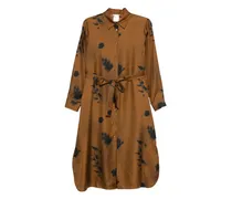 Seidenkleid mit Blumen-Print - Braun