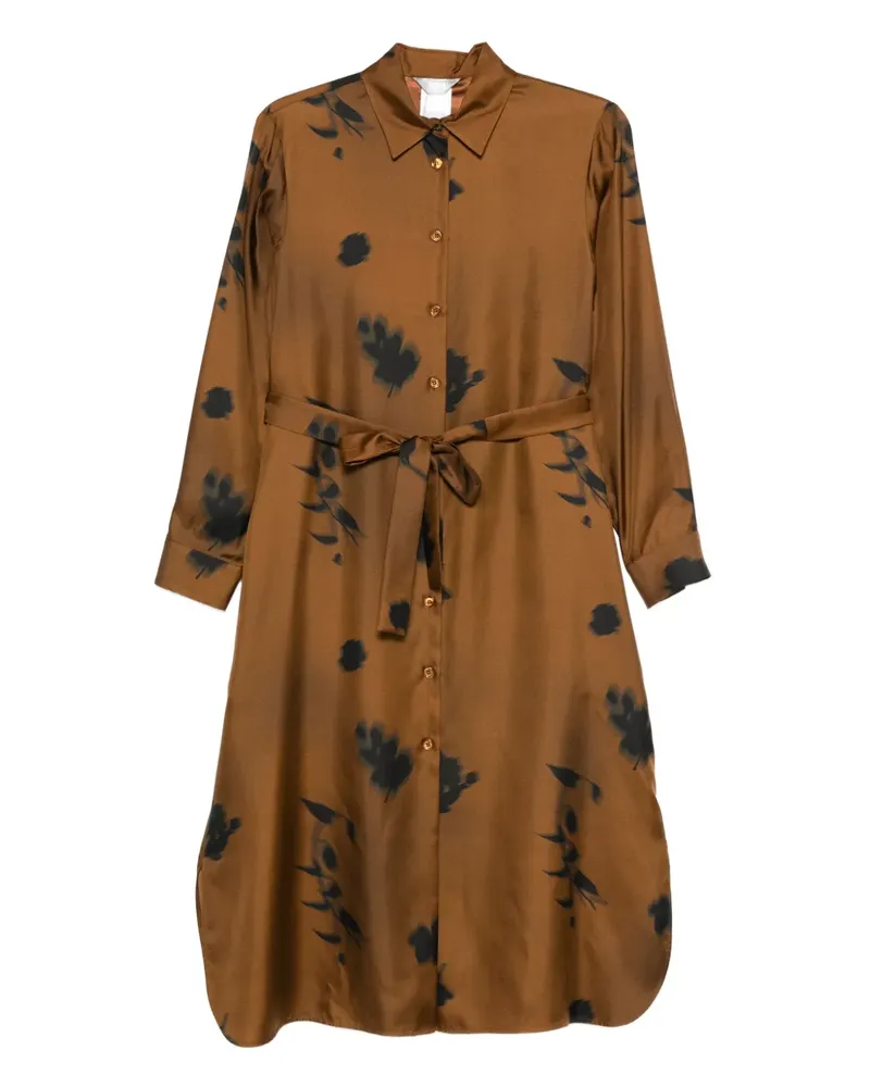Max Mara Seidenkleid mit Blumen-Print - Braun Braun