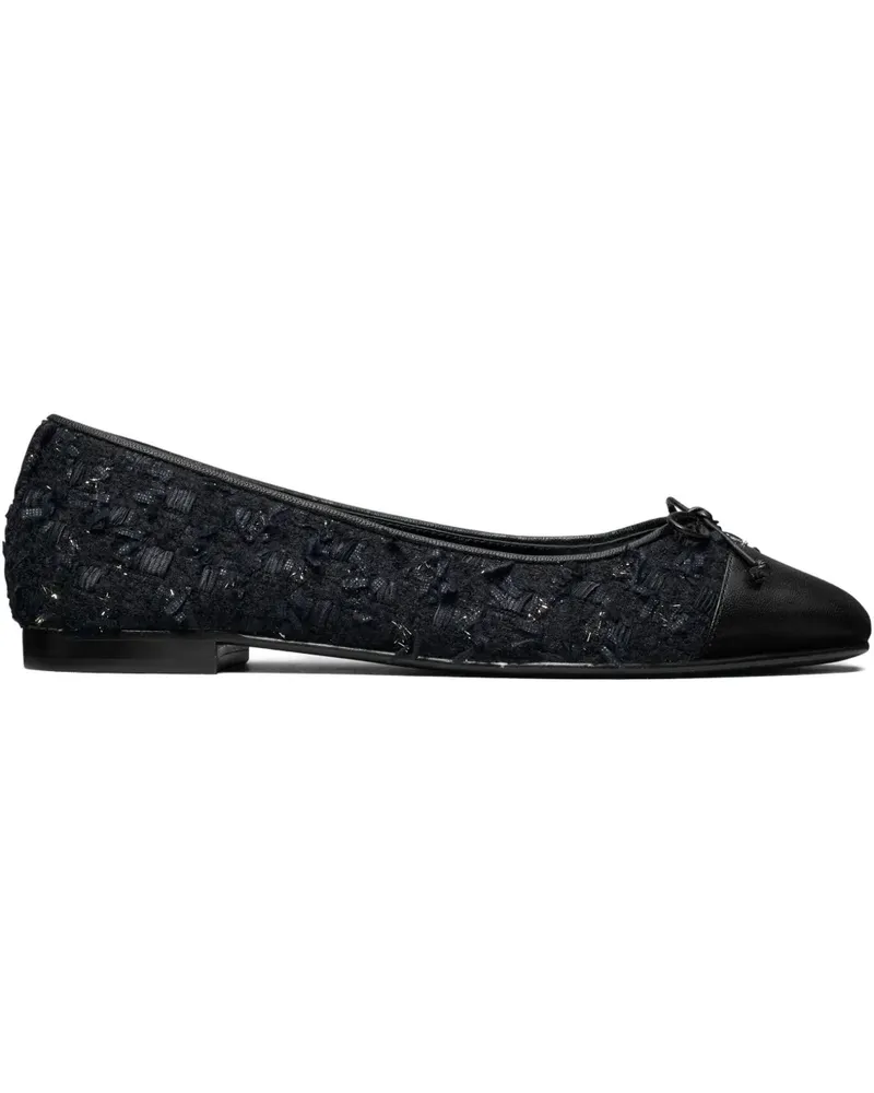 Tory Burch Tweed-Ballerinas mit angeschnittener Kappe - Blau Blau