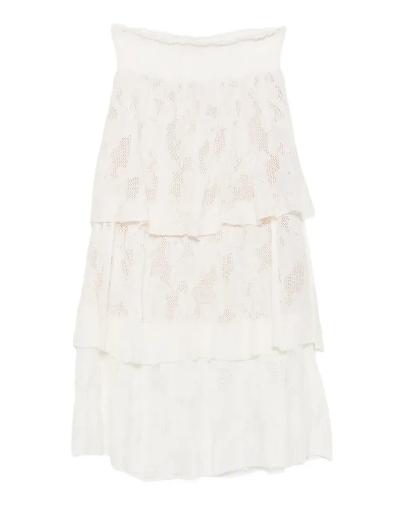 Cecilia Prado Glória tiered pointelle-knit midi skirt - Weiß Weiß