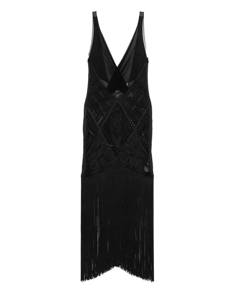 ATTICO fringed midi dress - Schwarz Schwarz