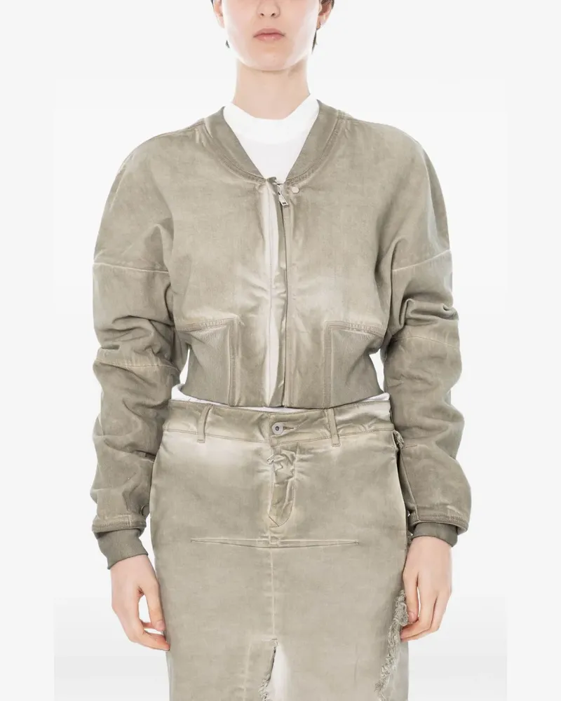 DRKSHDW by Rick Owens Flight long-sleeve cropped bomber jacket - Nude Nude