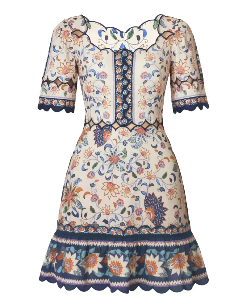 FARM Rio floral-print mini dress - Nude Nude