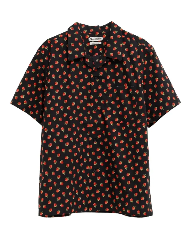 J.W.Anderson strawberry-print short-sleeve shirt - Schwarz Schwarz