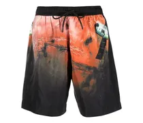 Badeshorts mit grafischem Print - Schwarz