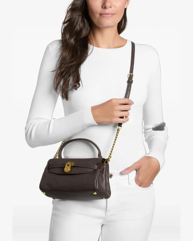 Michael Kors Extrakleine Hamilton Moderne Umhängetasche aus strukturiertem Leder - Braun Braun