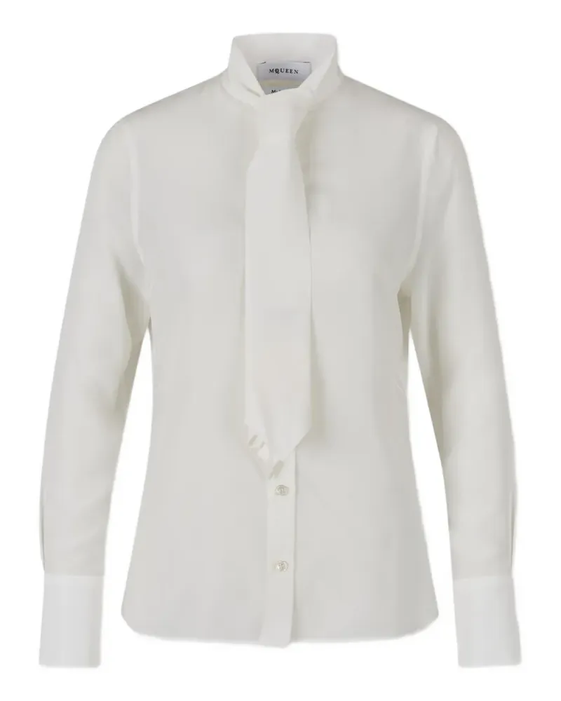 Alexander McQueen tie-neck long-sleeve blouse - Weiß Weiß