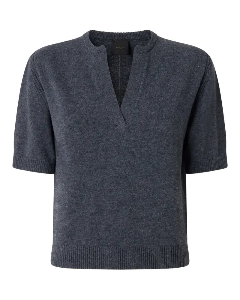 Pinko Kurzärmeliger Pullover mit V-Ausschnitt - Grau Grau