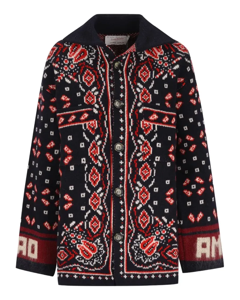 Giada Benincasa Soho intarsia-knit button-up cardigan - Blau Blau