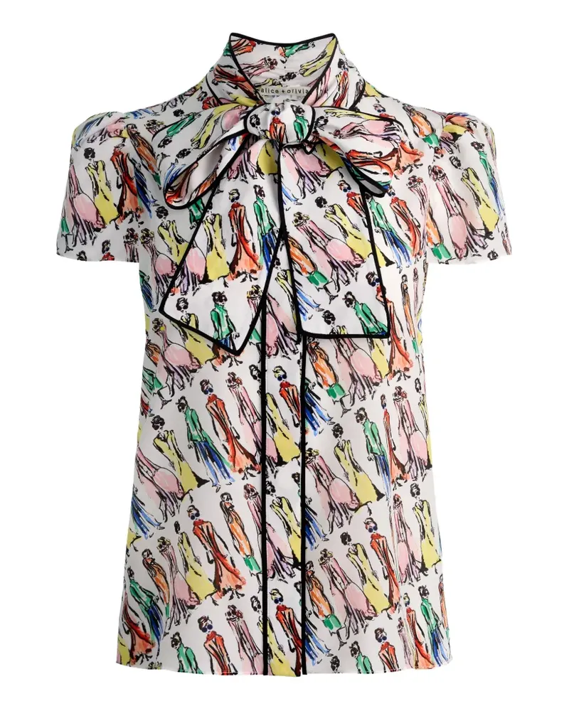 Alice + Olivia Jeannie piped bow blouse - Weiß Weiß