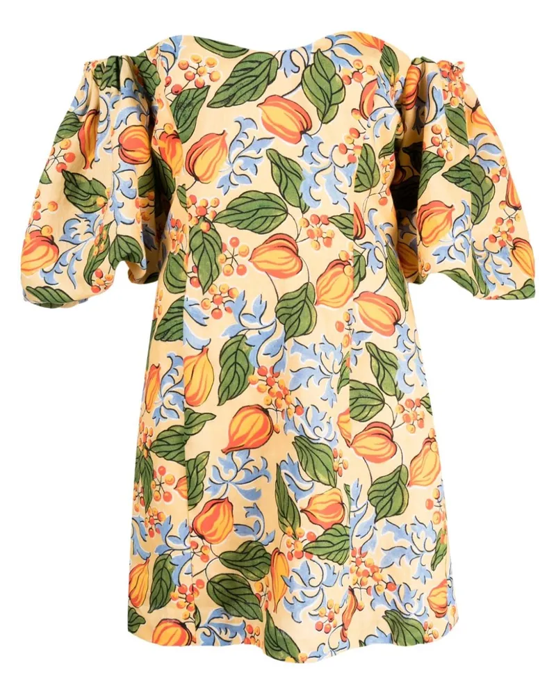 RHODE Schulterfreies Dali Minikleid mit Blumen-Print - Orange Orange