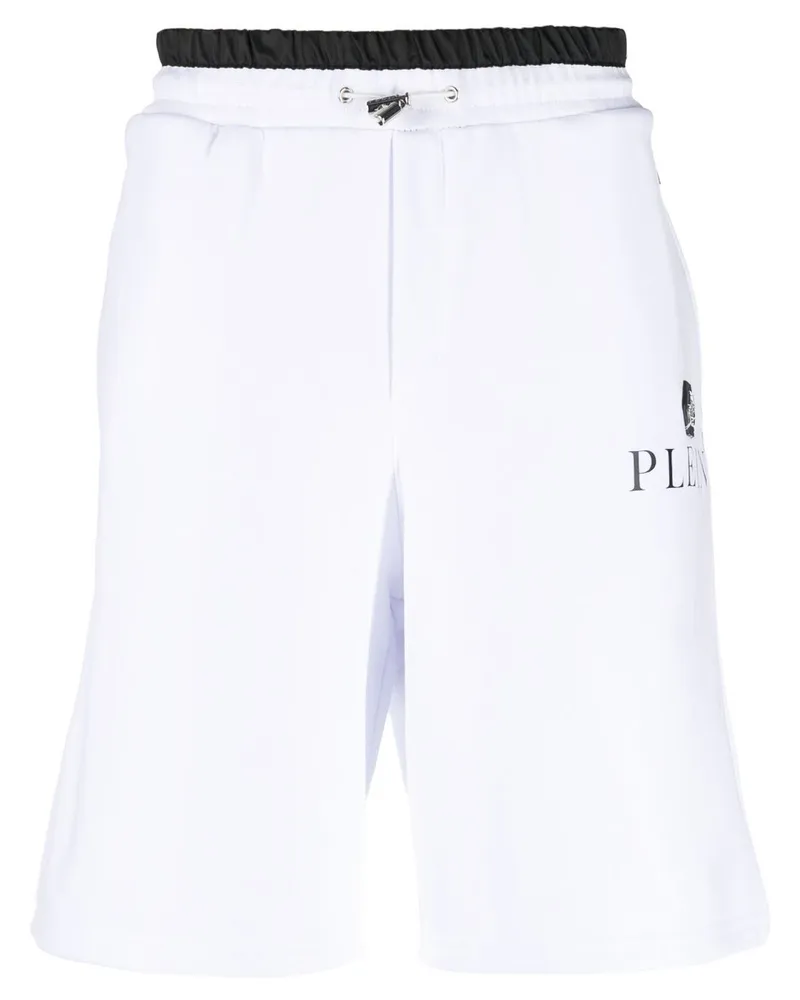 Philipp Plein Joggingshorts mit Logo-Schild - Weiß Weiß