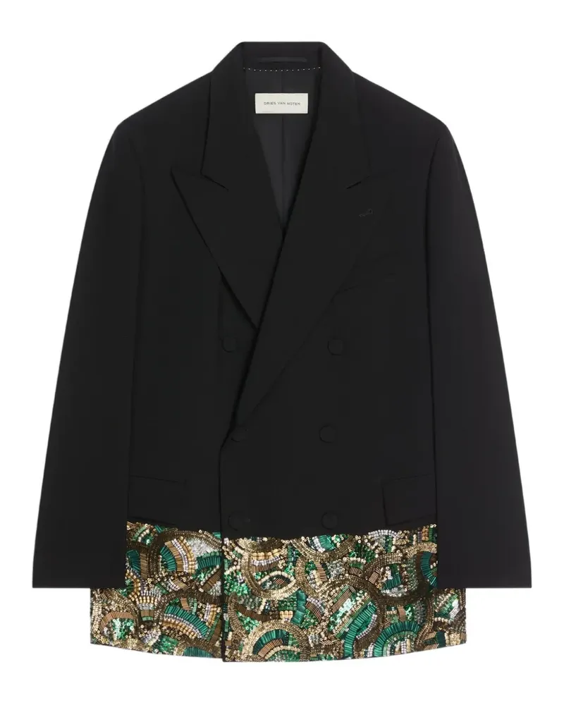 Dries van Noten Verziertes Sakko - Schwarz Schwarz