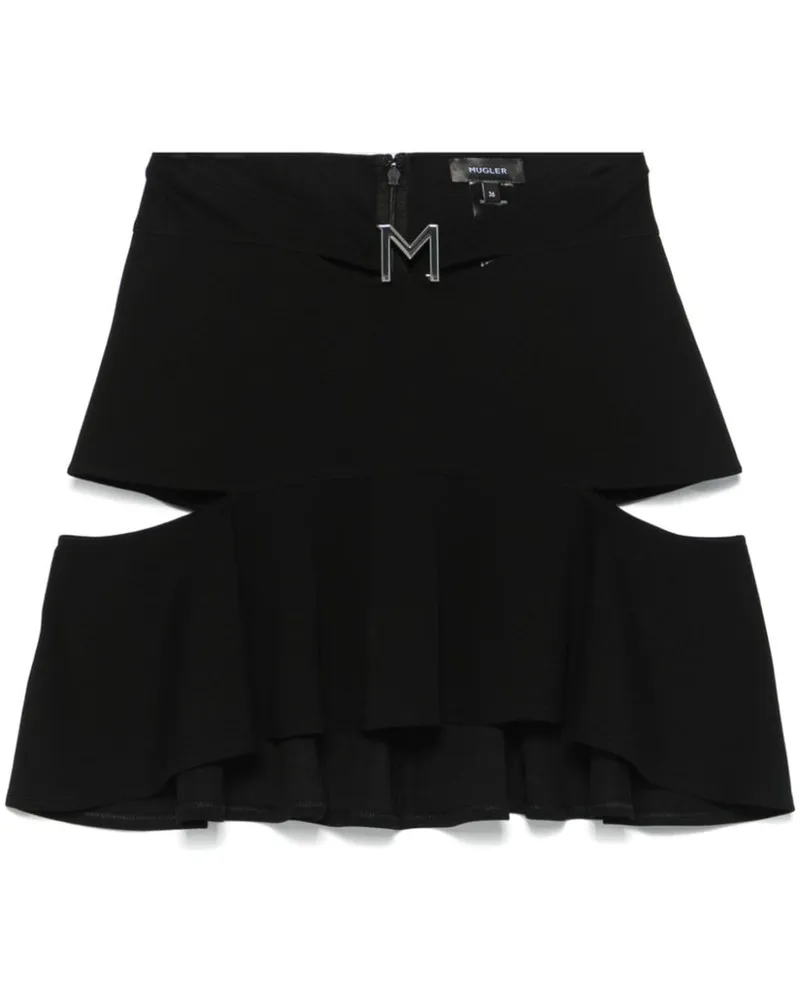 Thierry Mugler Cut-Out-Minirock mit M-Schild - Schwarz Schwarz