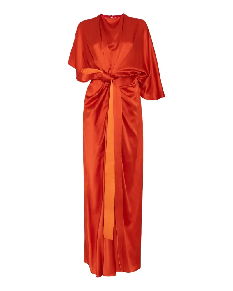 Roksanda Ilincic Hierys Maxikleid aus Seidensatin mit Knoten - Rot Rot