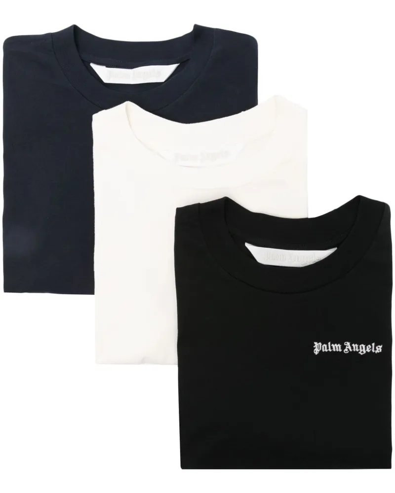 Palm Angels T-Shirt mit klassischer Logo-Stickerei (3er-Set) - Schwarz Schwarz