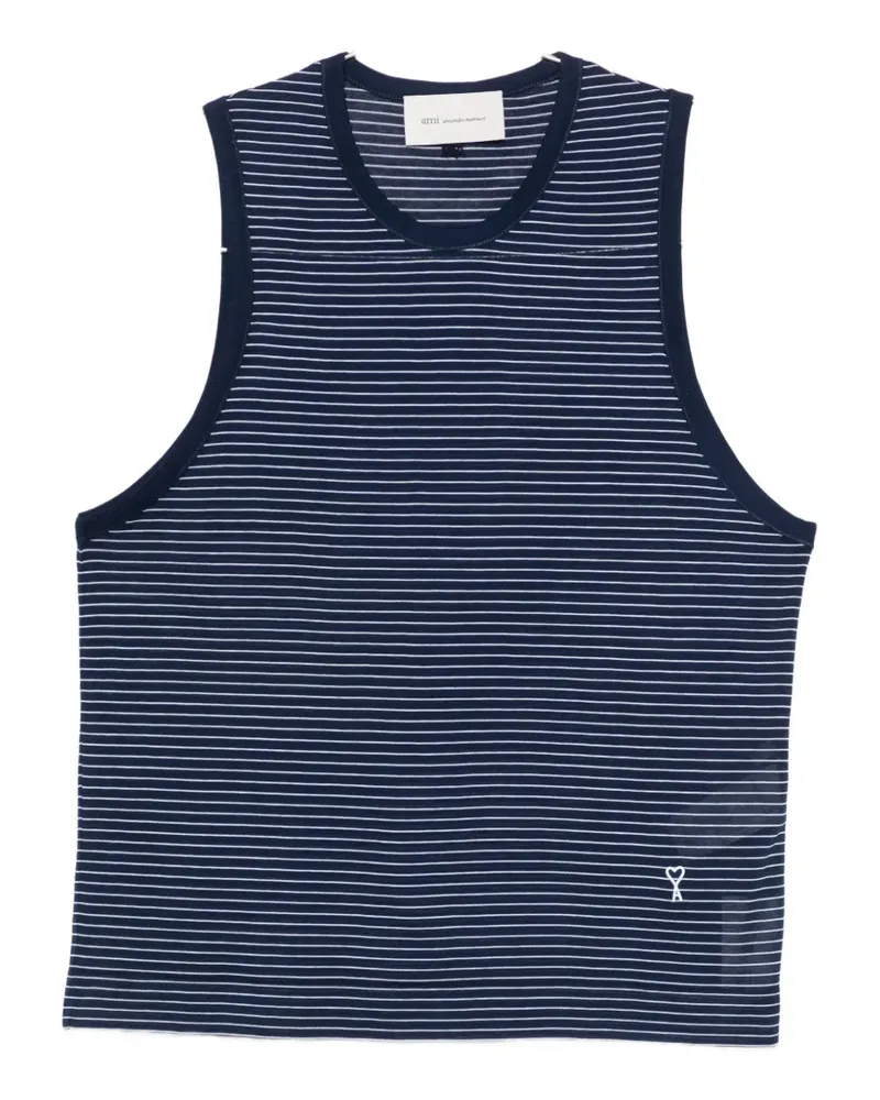 AMI Paris striped logo tank top - Blau Blau