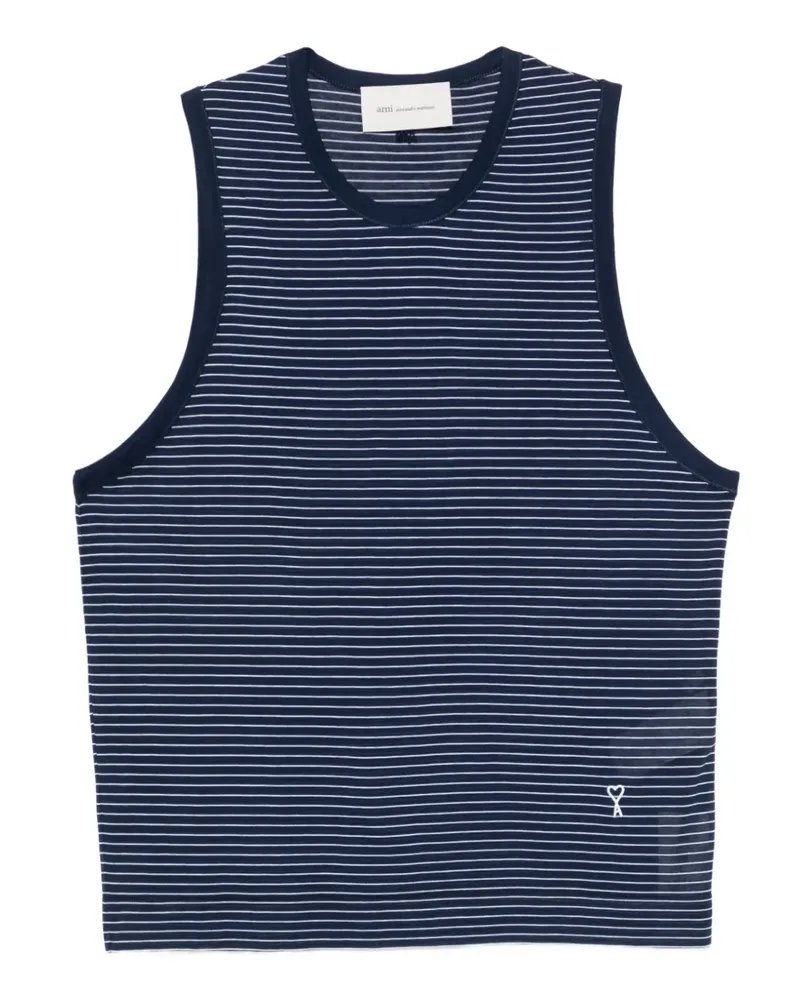 AMI Paris striped logo tank top - Blau Blau