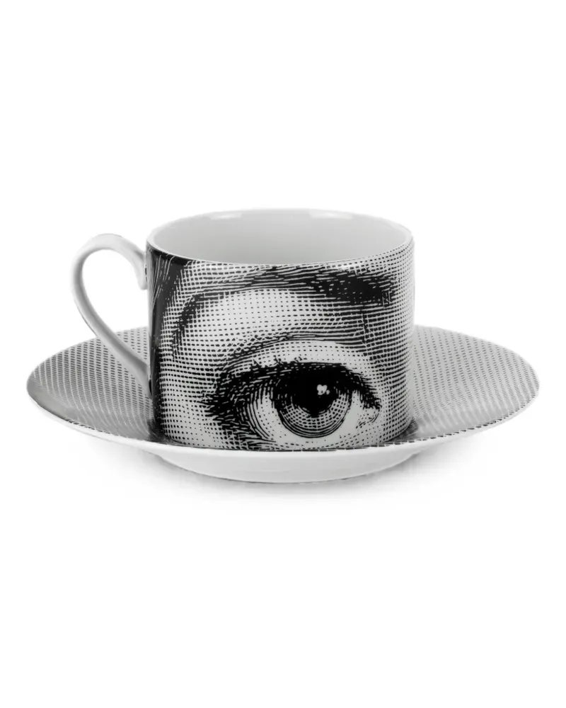 Fornasetti Tema E Variazioni N1 Teetasse und Untertasse - Schwarz Schwarz