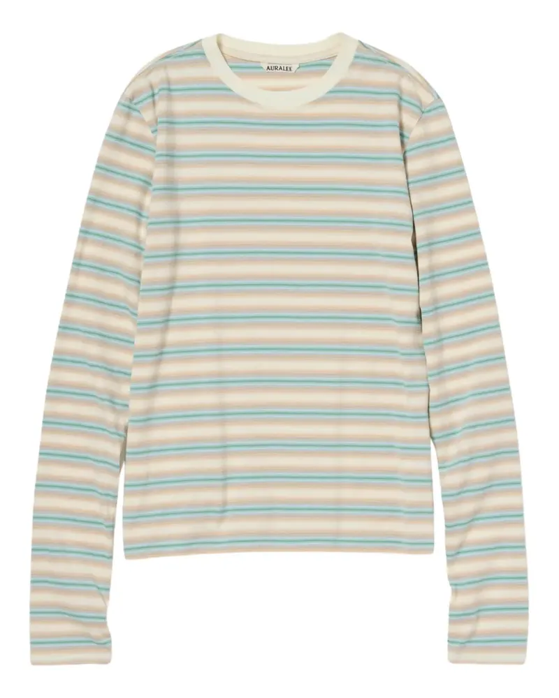 AURALEE Gestreiftes T-Shirt - Nude Nude