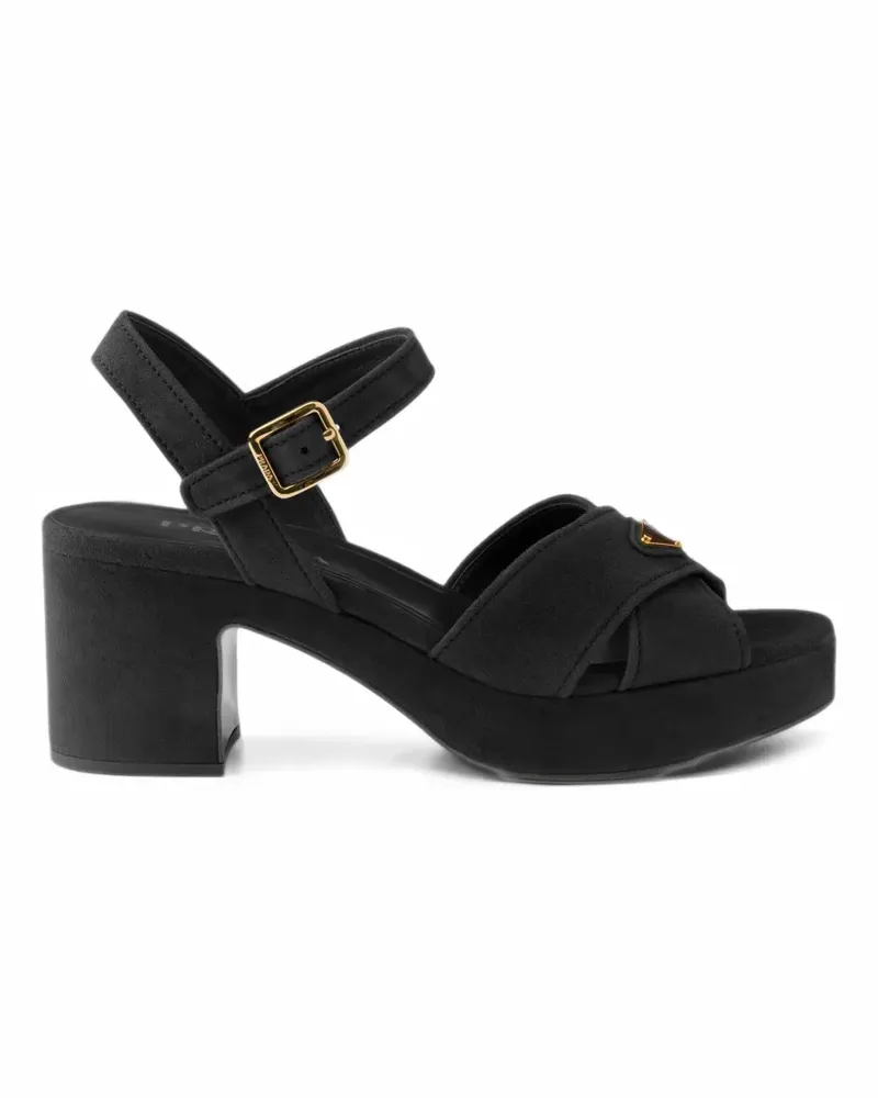 Prada Wildledersandalen mit Plateau - Schwarz Schwarz
