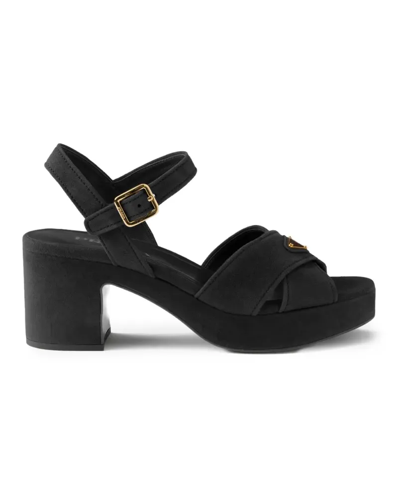 Prada Wildledersandalen mit Plateau - Schwarz Schwarz